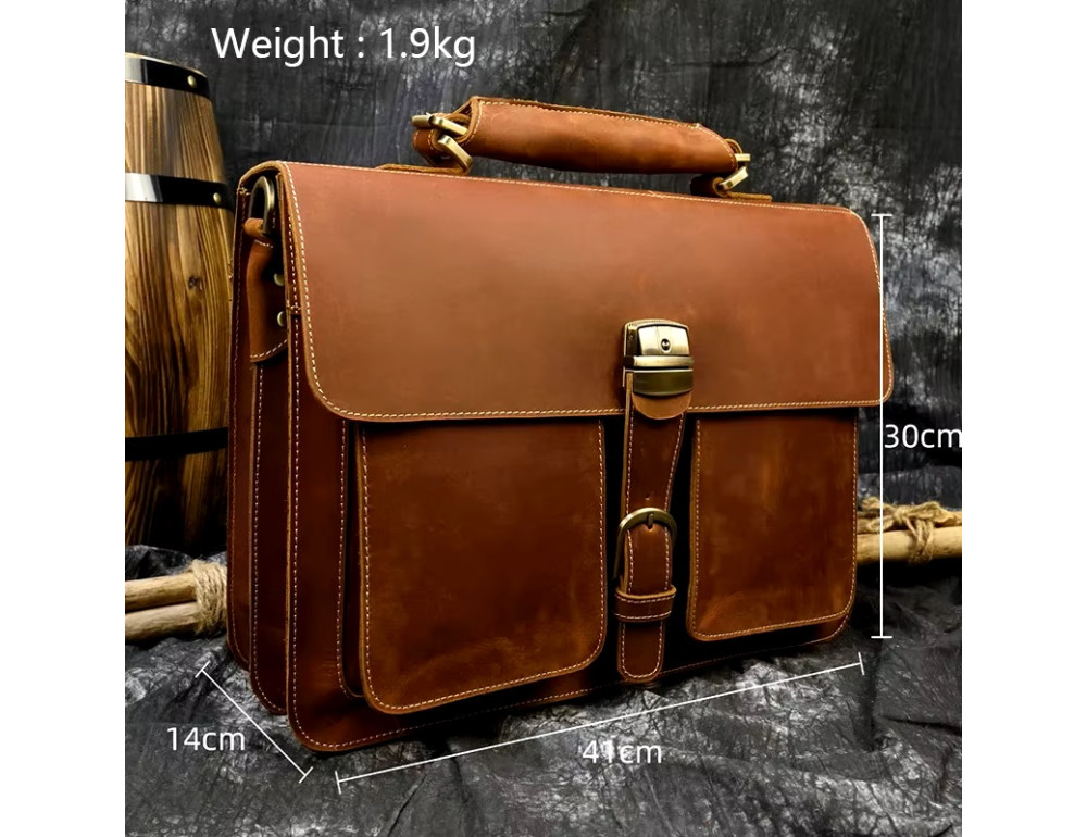 Чоловічий шкіряний портфель великого розміру Bexhill Bx7164 LgBrown - Фотографія № 2