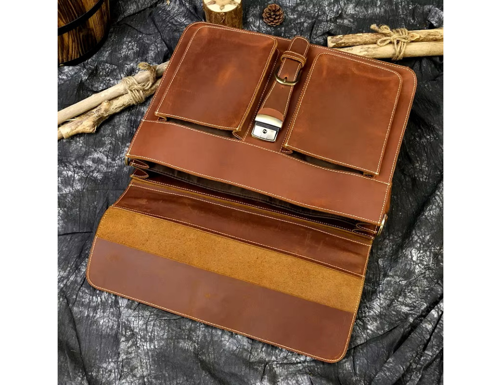 Чоловічий шкіряний портфель великого розміру Bexhill Bx7164 LgBrown - Фотографія № 4
