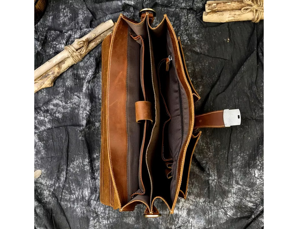 Чоловічий шкіряний портфель великого розміру Bexhill Bx7164 LgBrown - Фотографія № 7