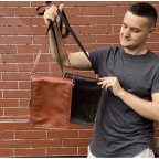 Рыжая кожаная сумка через плечо Newery N4227GCR - Фото № 101