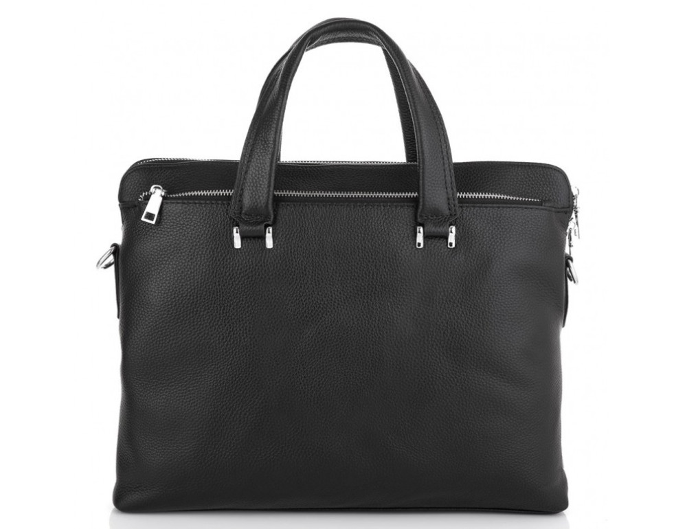 Чорна шкіряна сумка під ноутбук Tiding Bag NM23-2307A - Фотографія № 2