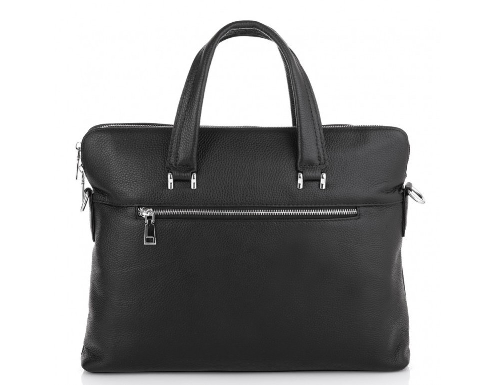 Чорна шкіряна сумка під ноутбук Tiding Bag NM23-2307A - Фотографія № 3
