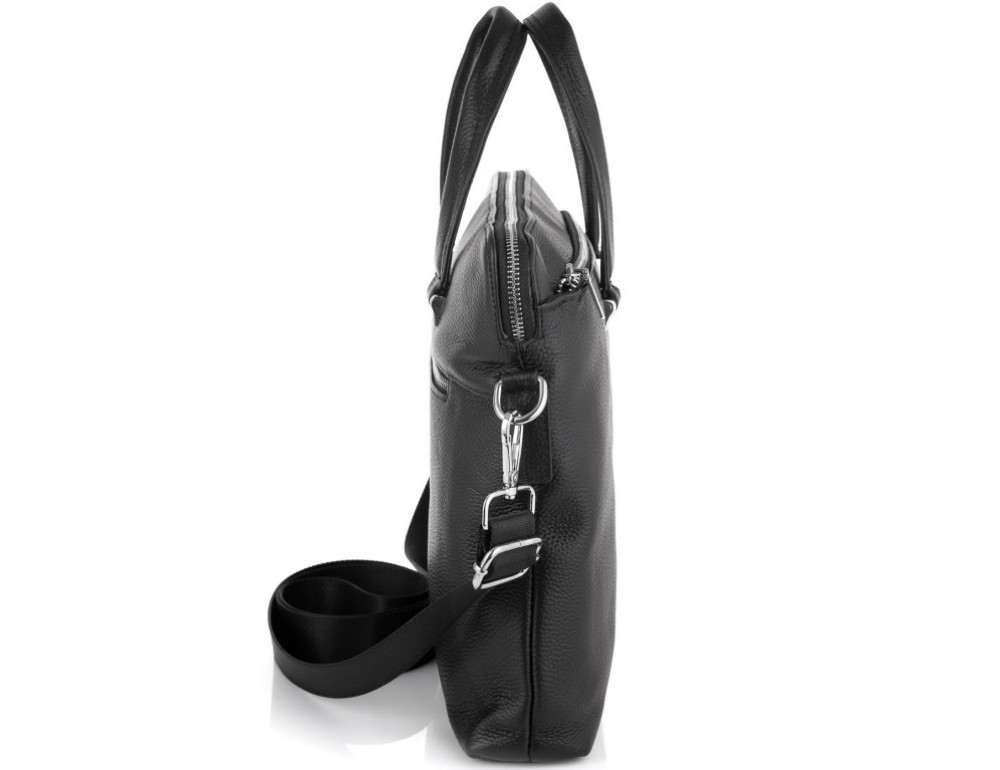 Чорна шкіряна сумка під ноутбук Tiding Bag NM23-2307A - Фотографія № 4