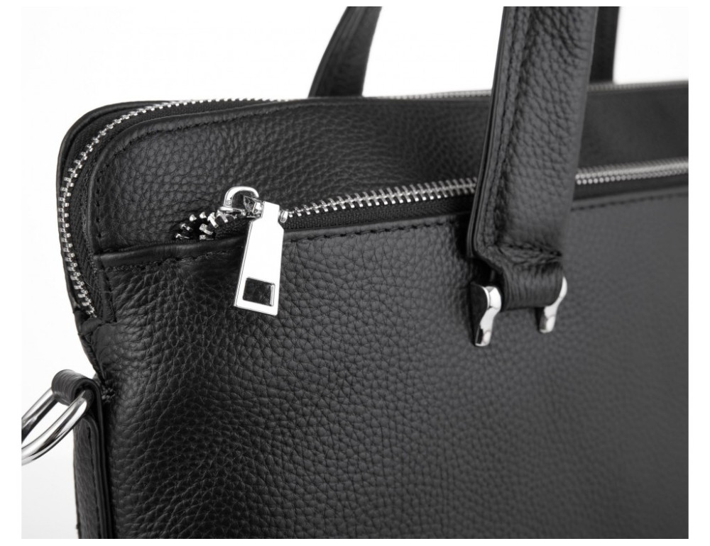 Чорна шкіряна сумка під ноутбук Tiding Bag NM23-2307A - Фотографія № 6