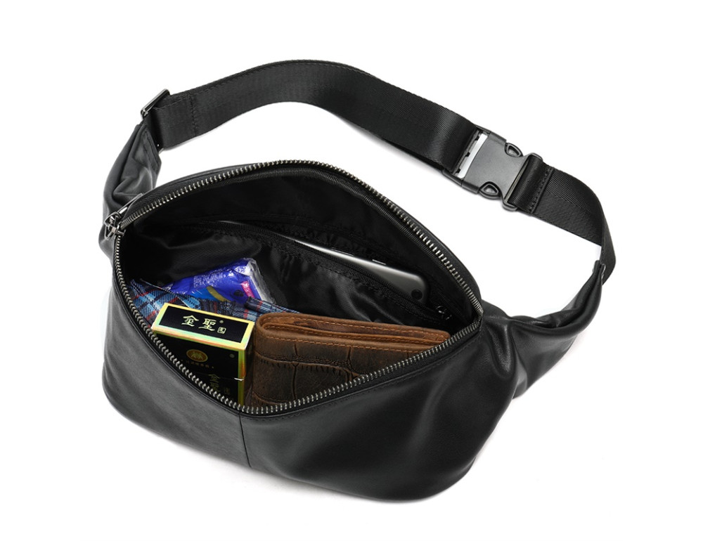 Чорна шкіряна сумка на пояс Tiding Bag NZC9066A - Фотографія № 3