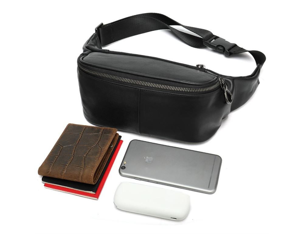 Чорна шкіряна сумка на пояс Tiding Bag NZC9066A - Фотографія № 4
