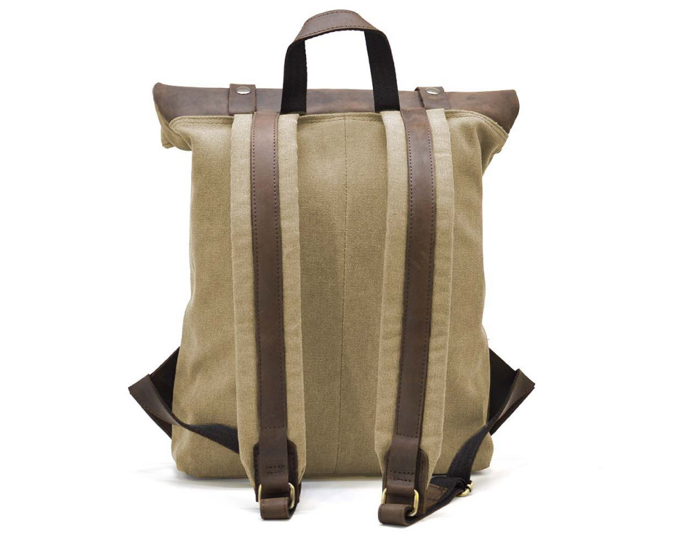 Пісочний рюкзак з тканини та шкіри для брутального чоловіка TARWA RCs-5191-3md - Фотографія № 5