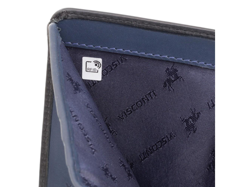 Чорний шкіряний портмоне Visconti PLR72 BK / ST / BL Segesta c RFID - Фотографія № 3