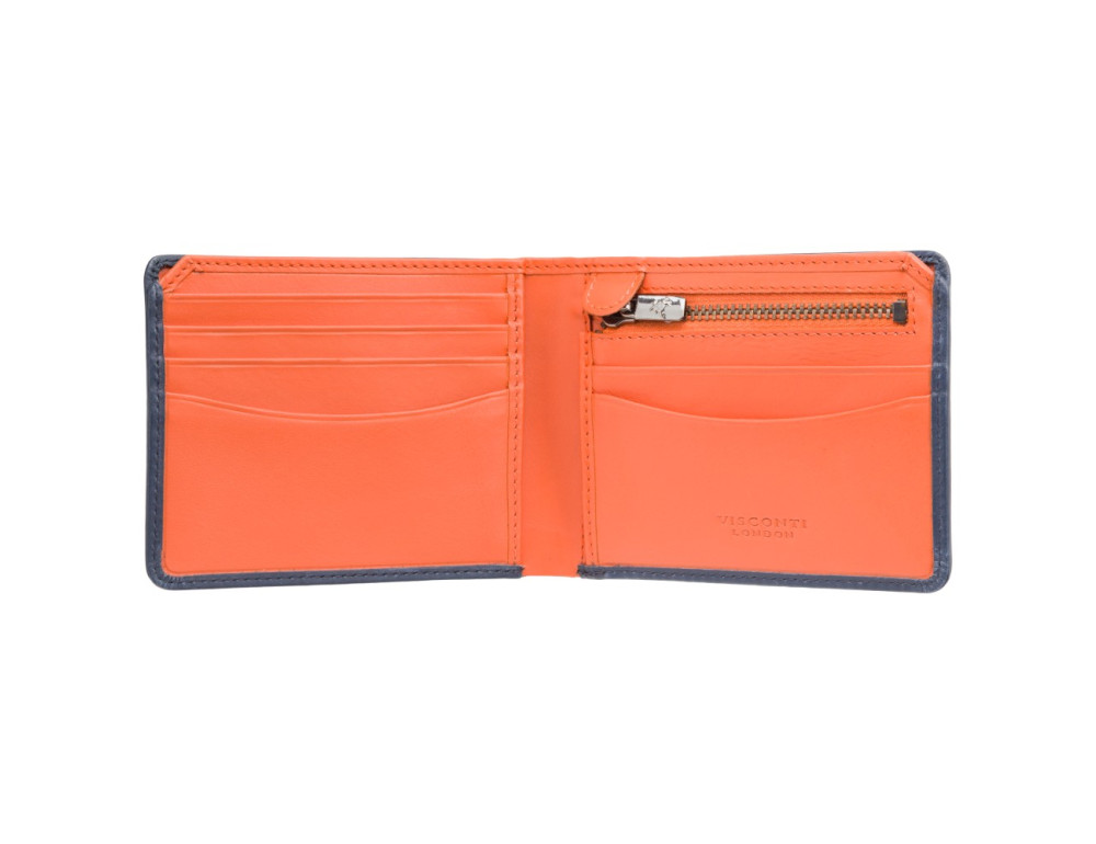 Синій шкіряний портмоне Visconti PLR72 ST / BL / OR Segesta c RFID - Фотографія № 3