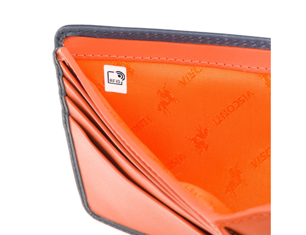 Синій шкіряний портмоне Visconti PLR72 ST / BL / OR Segesta c RFID - Фотографія № 5