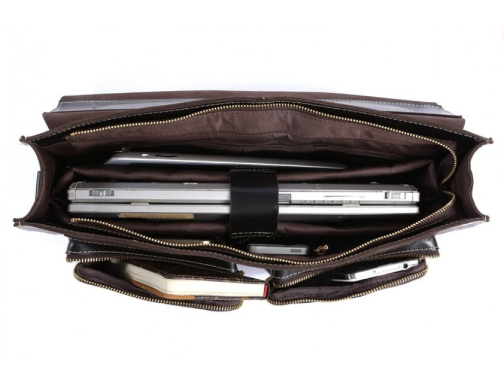 Шкіряний портфель TIDING BAG 7105A чорний - Фотографія № 2