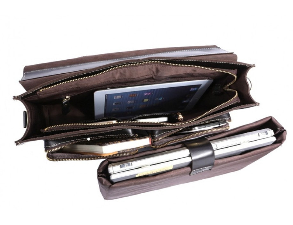 Шкіряний портфель TIDING BAG 7105A чорний - Фотографія № 5