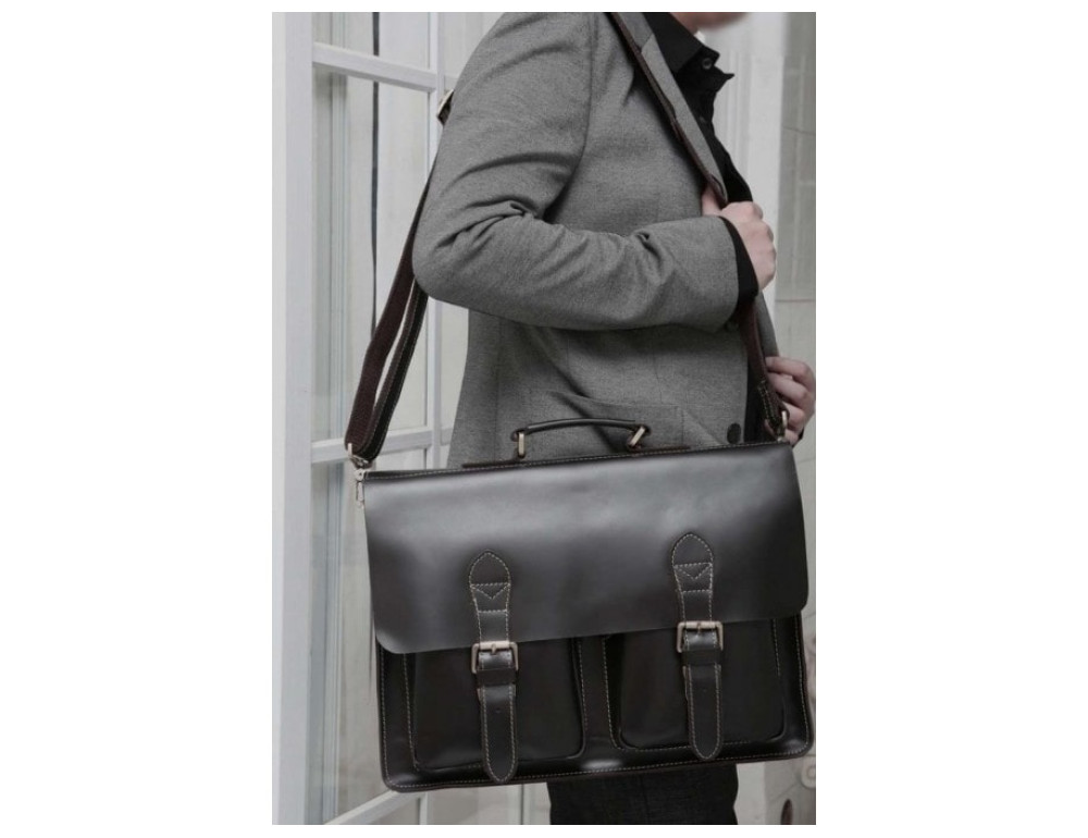 Шкіряний портфель TIDING BAG 7105A чорний - Фотографія № 8