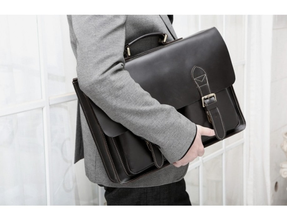 Шкіряний портфель TIDING BAG 7105A чорний - Фотографія № 9