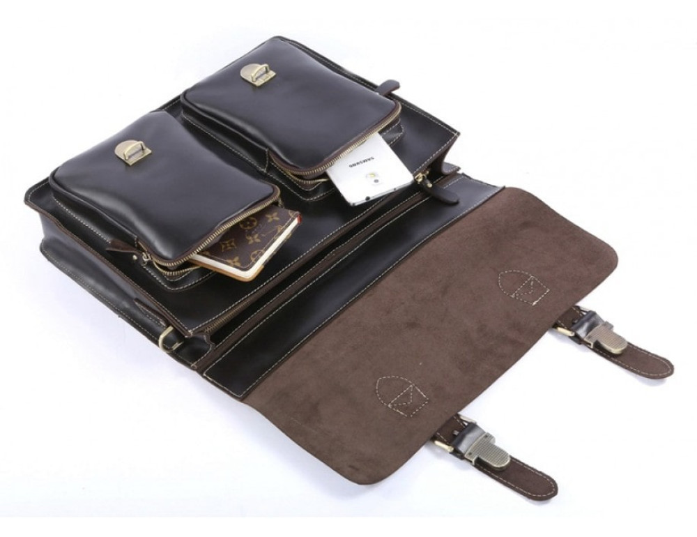 Шкіряний портфель TIDING BAG 7105A чорний - Фотографія № 10