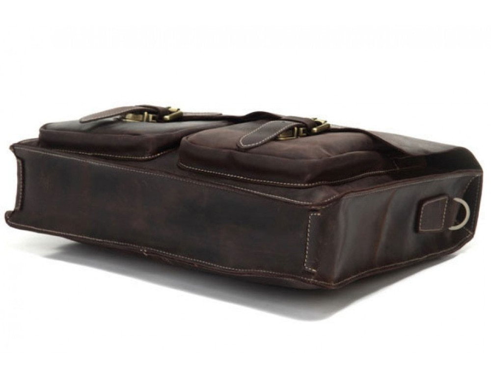 Шкіряний портфель TIDING BAG 7105R темно-коричневий - Фотографія № 5