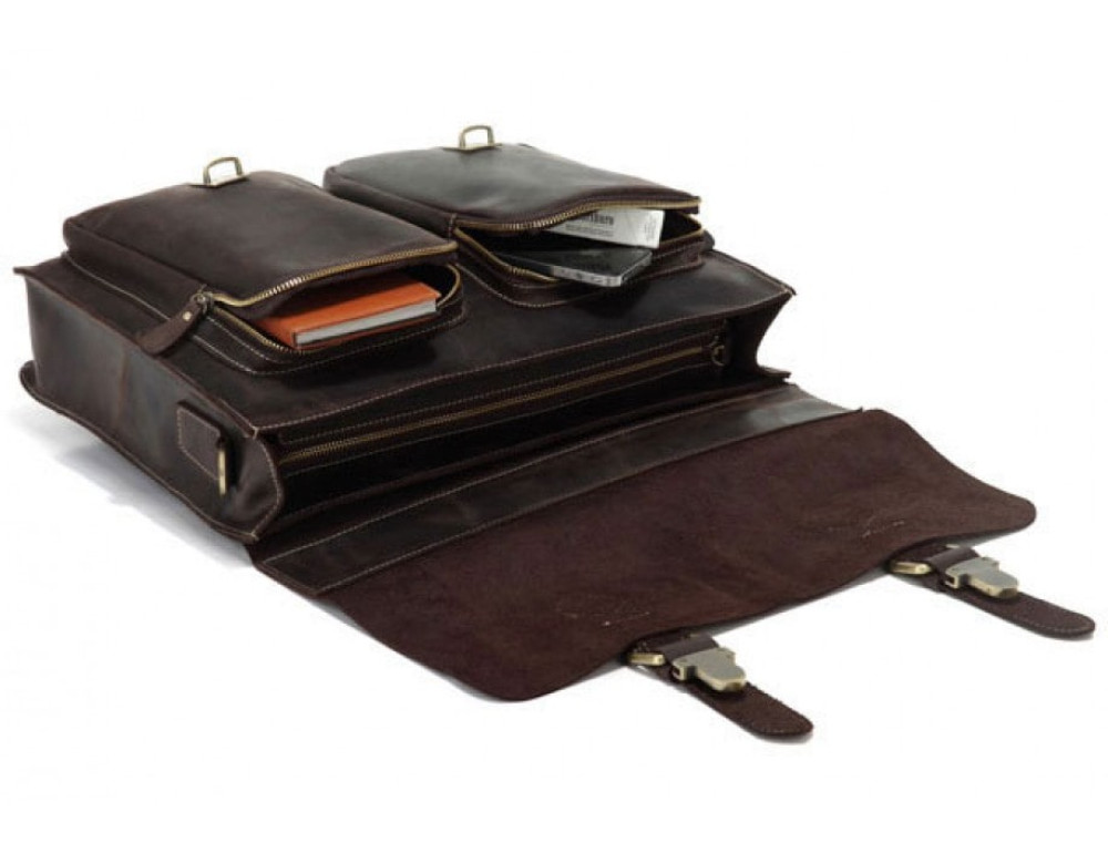 Шкіряний портфель TIDING BAG 7105R темно-коричневий - Фотографія № 6