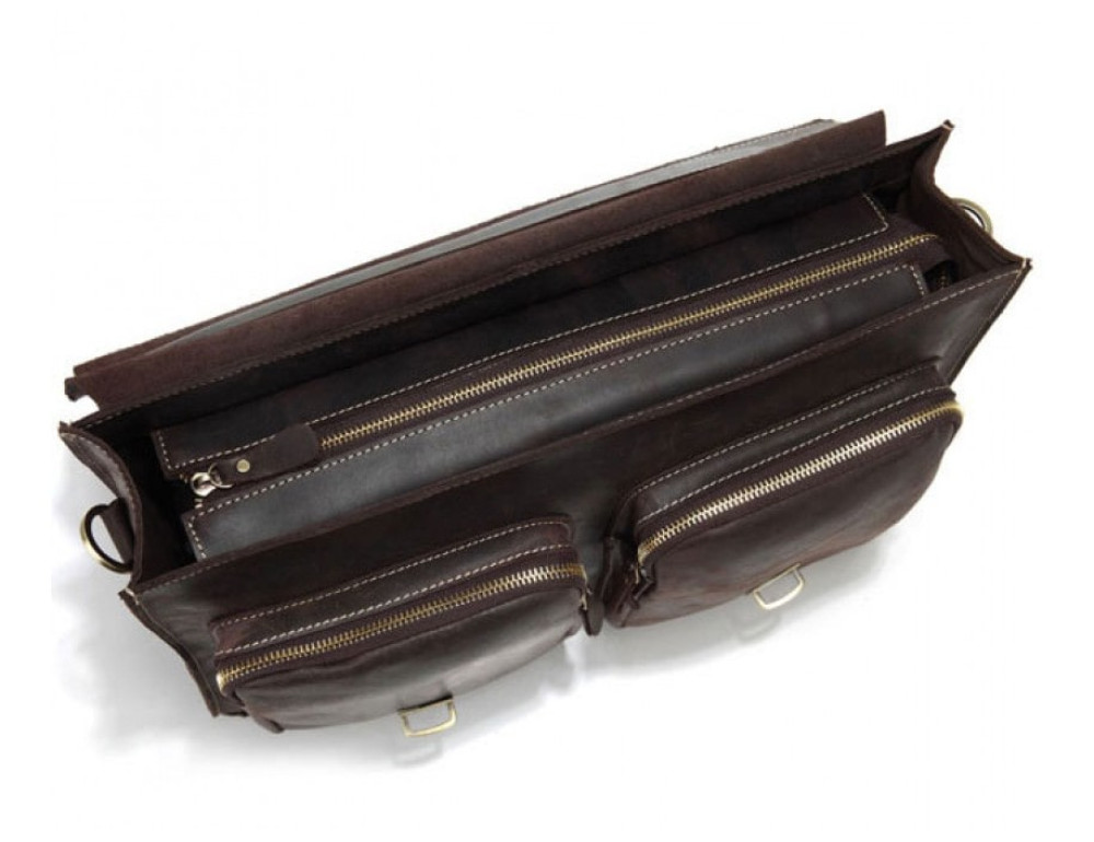 Шкіряний портфель TIDING BAG 7105R темно-коричневий - Фотографія № 7