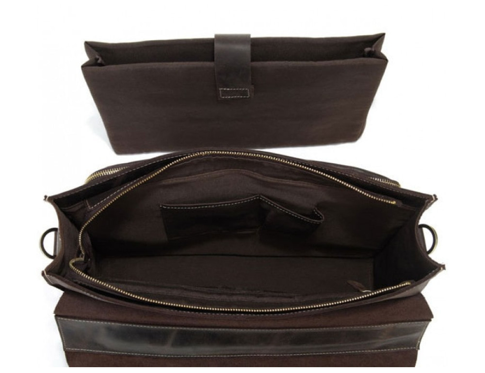 Шкіряний портфель TIDING BAG 7105R темно-коричневий - Фотографія № 8