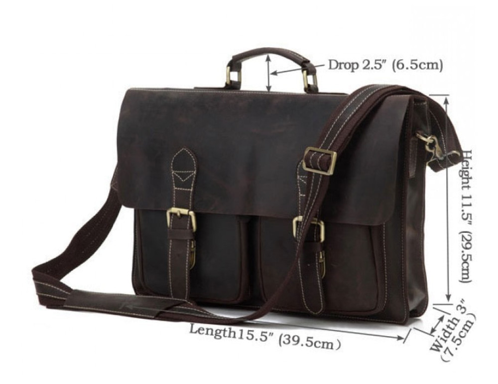 Шкіряний портфель TIDING BAG 7105R темно-коричневий - Фотографія № 9