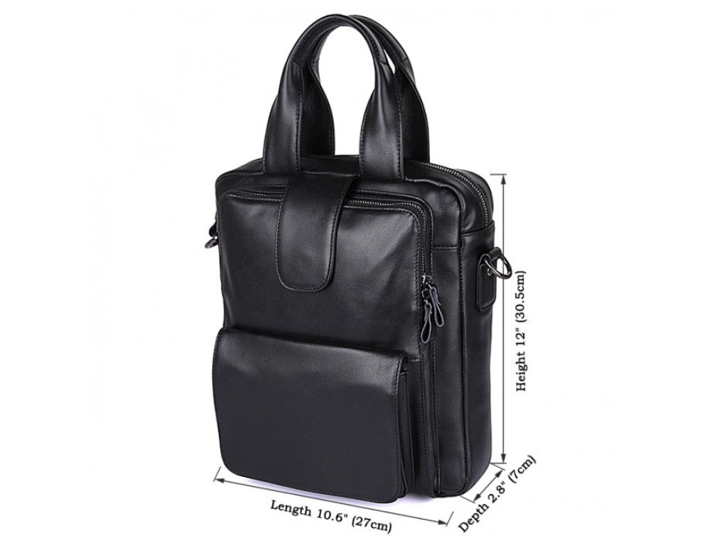 Чоловіча шкіряна сумка-месенджер TIDING BAG 7266A чорний - Фотографія № 8