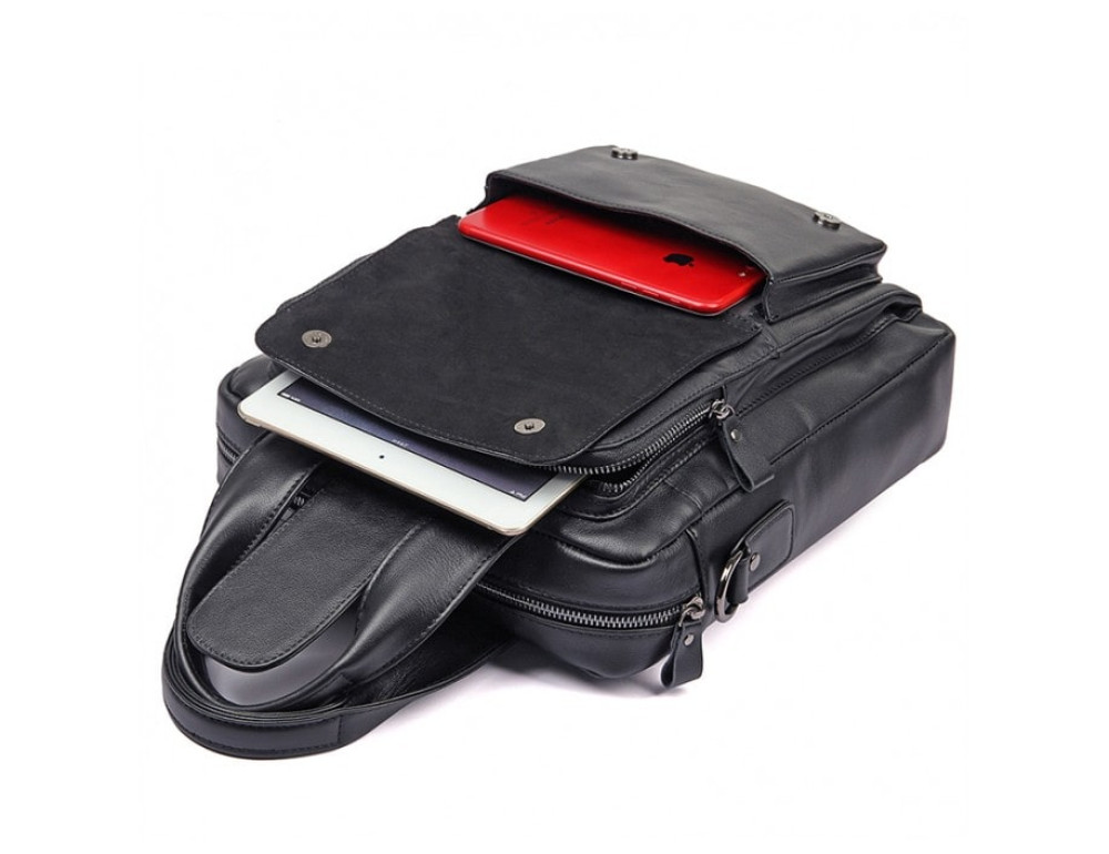 Чоловіча шкіряна сумка-месенджер TIDING BAG 7266A чорний - Фотографія № 4