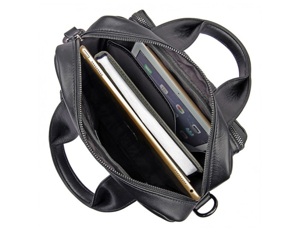Чоловіча шкіряна сумка-месенджер TIDING BAG 7266A чорний - Фотографія № 7