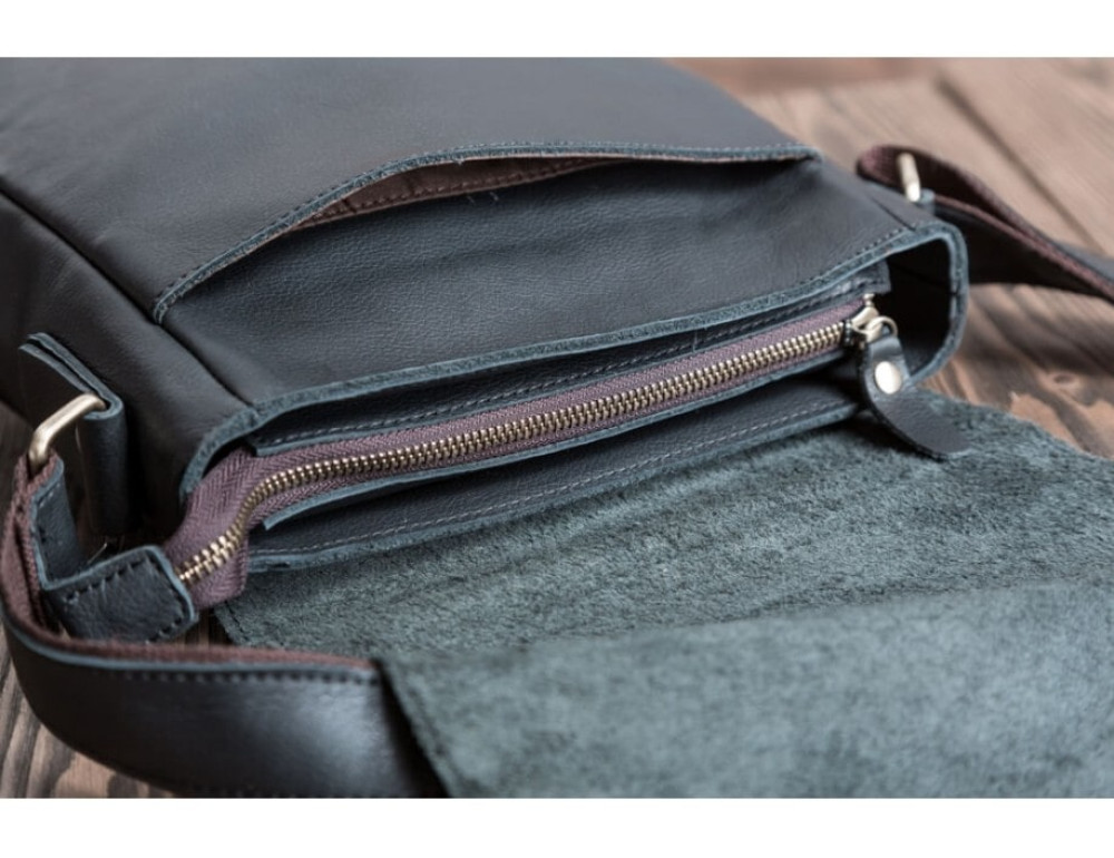 Шкіряний месенджер Tiding Bag G1157A чорна - Фотографія № 8
