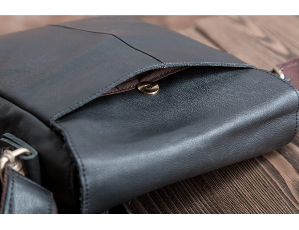 Шкіряний месенджер Tiding Bag G1157A чорна - Фотографія № 9