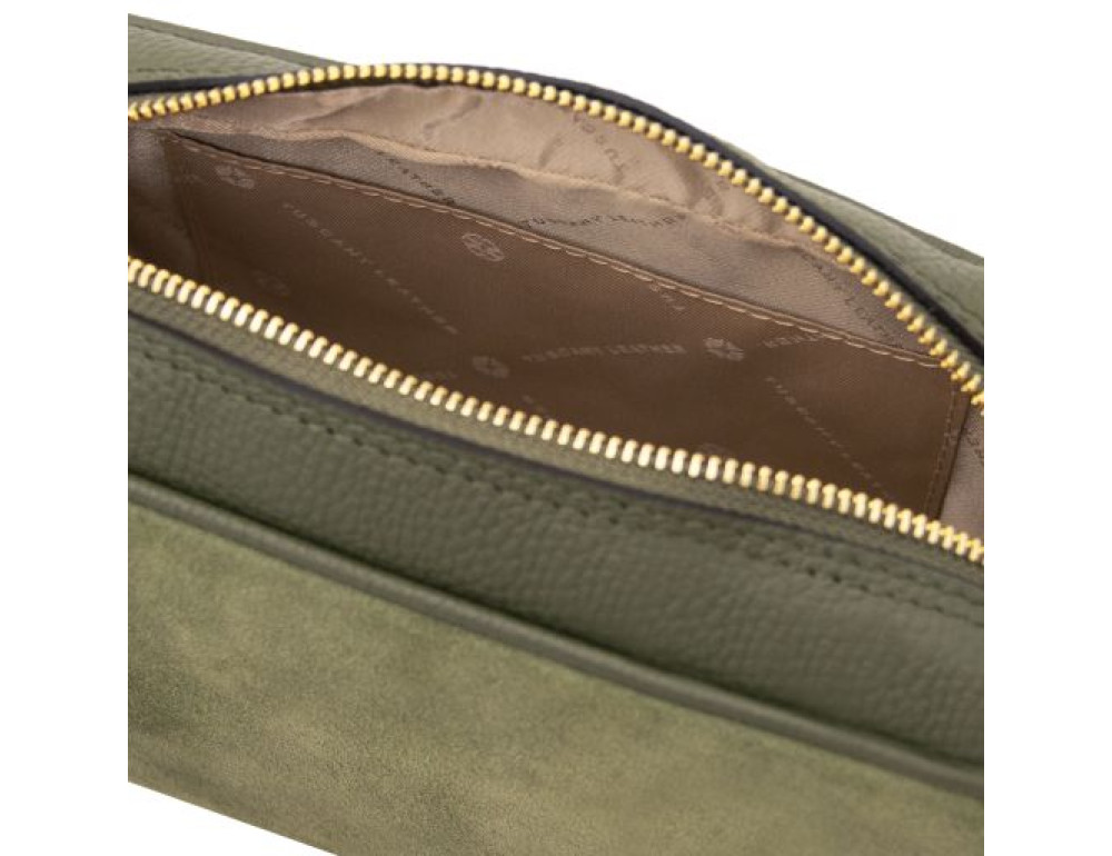 Жіноча замшева сумка через плече Tuscany Leather Chantilly TL142490, зелена (Forest Green) - Фотографія № 7
