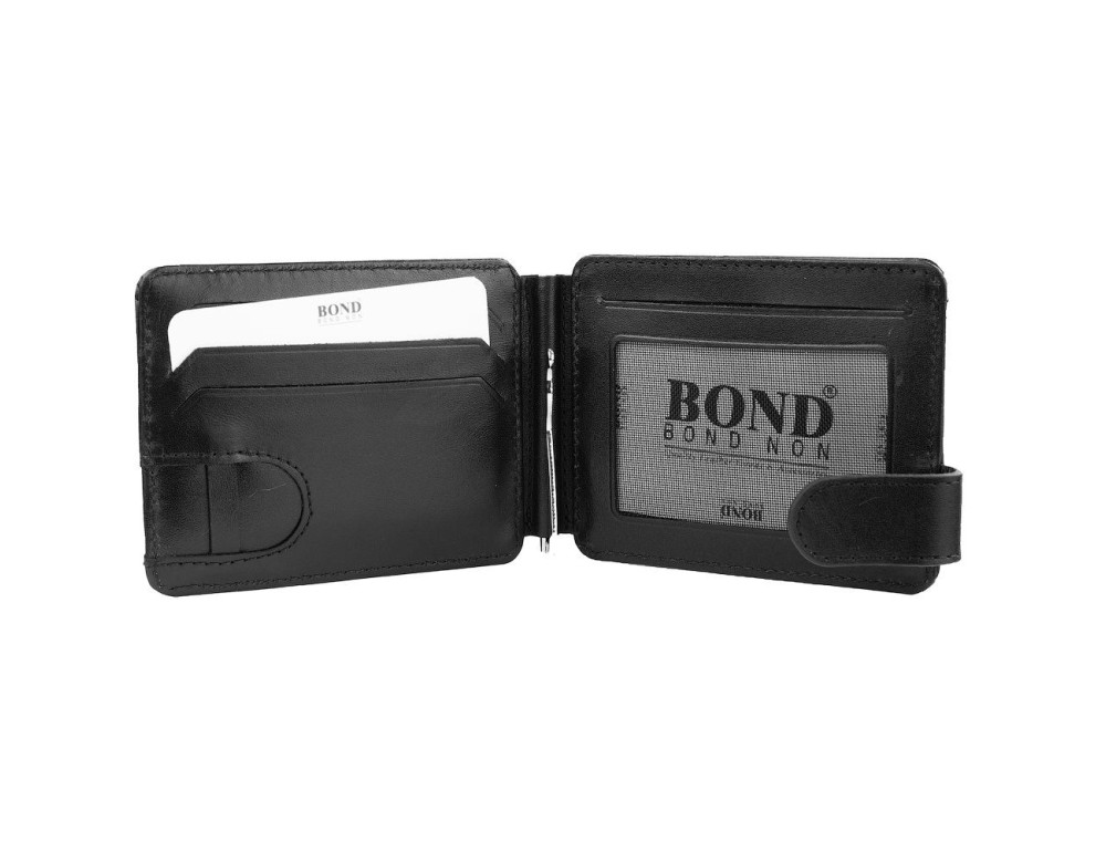 Маленький шкіряний затискач для грошей BOND 556-101 - Фотографія № 4