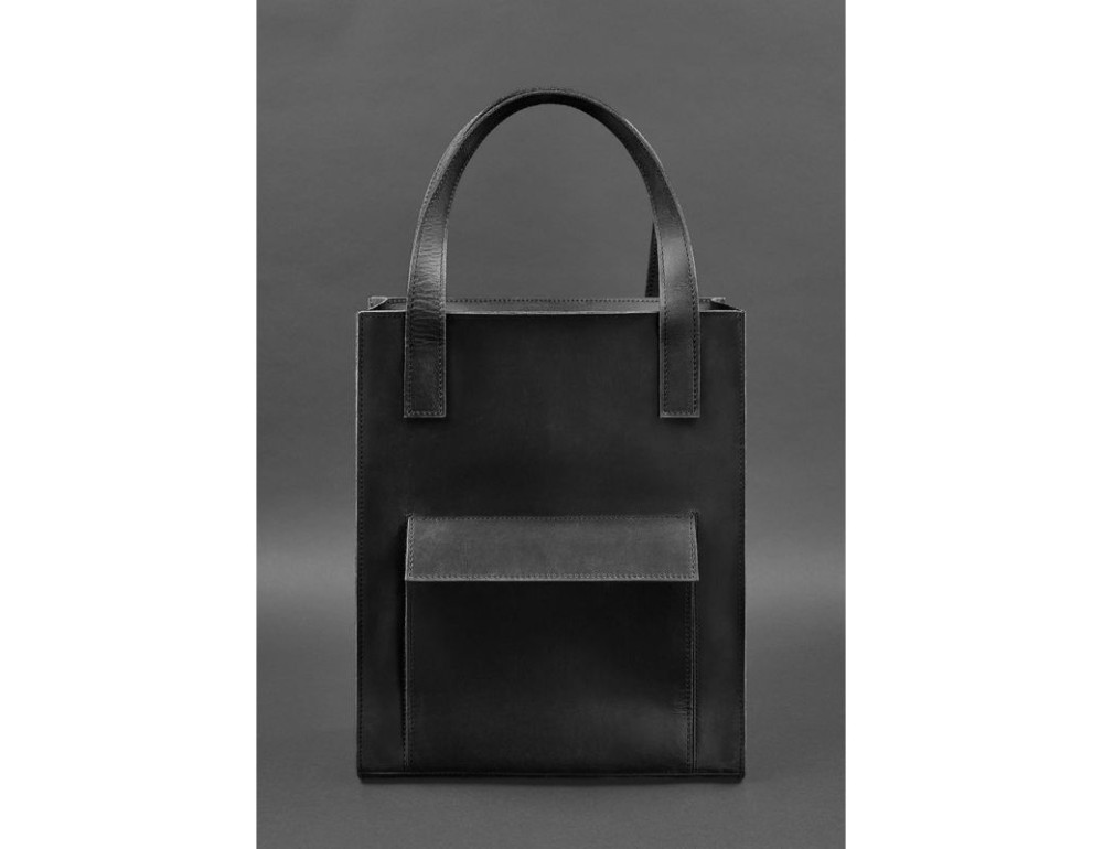Шкіряна жіноча сумка шоппер Бетсі з кишенею чорна Blancnote BN-BAG-10-1-g-kr - Фотографія № 2