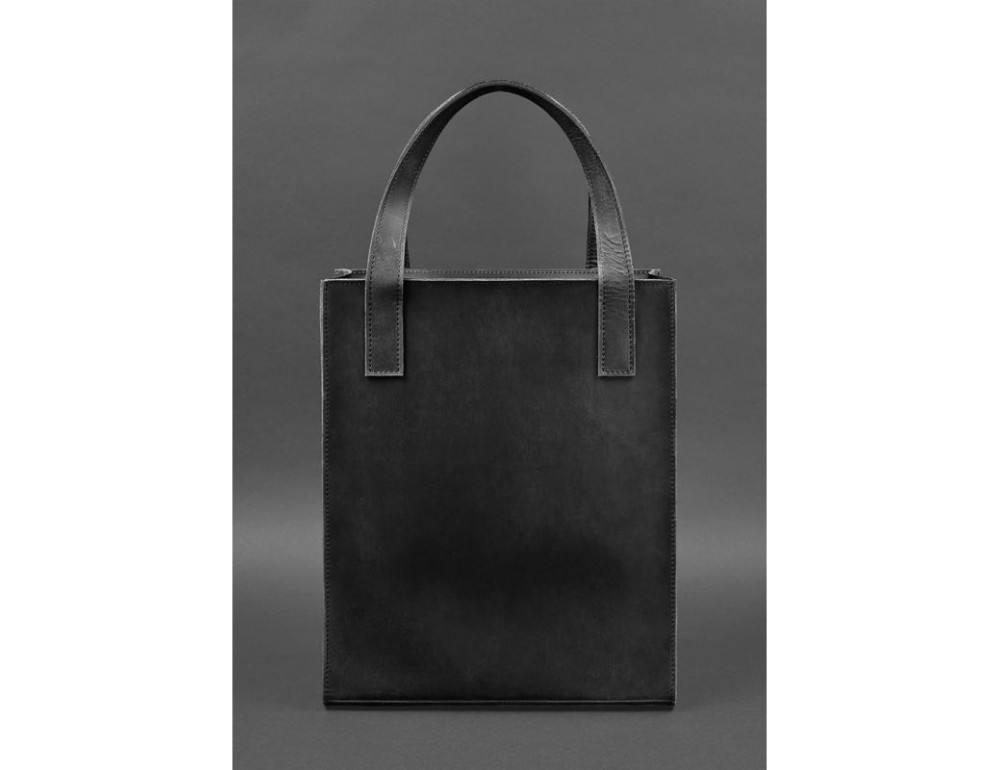 Шкіряна жіноча сумка шоппер Бетсі з кишенею чорна Blancnote BN-BAG-10-1-g-kr - Фотографія № 4