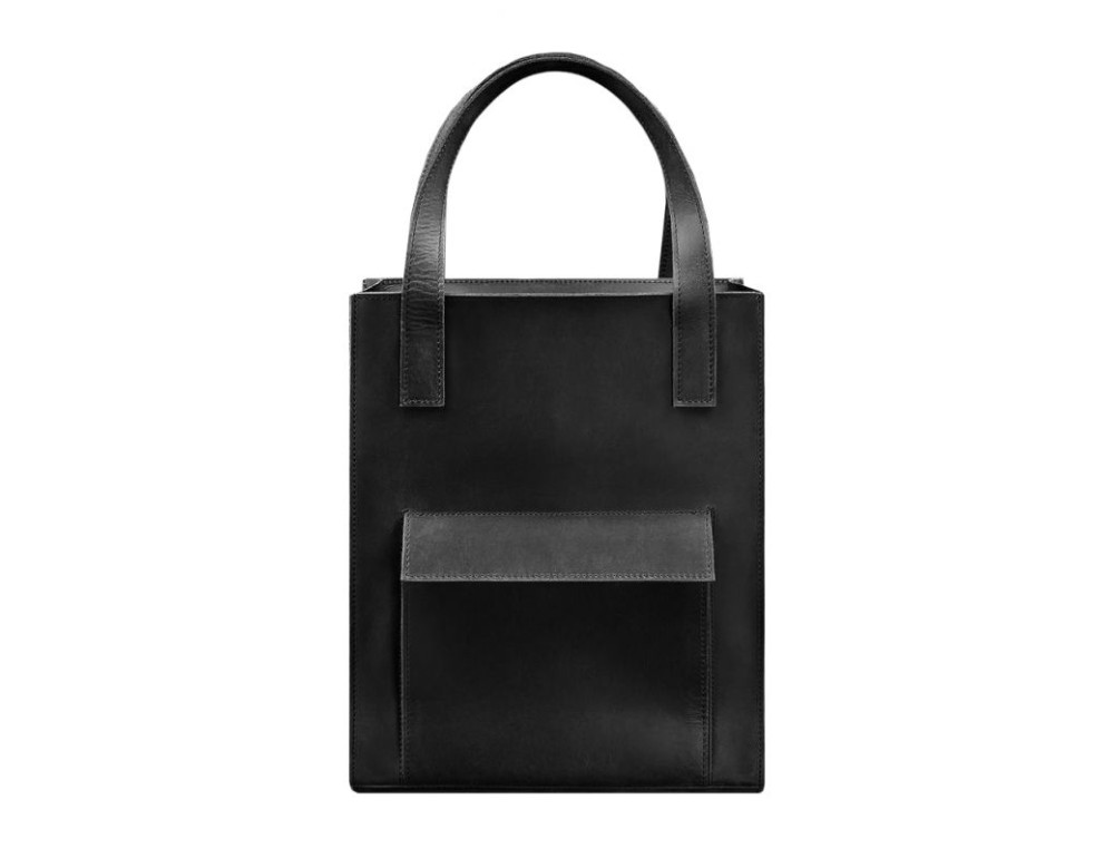 Шкіряна жіноча сумка шоппер Бетсі з кишенею чорна Blancnote BN-BAG-10-1-g-kr - Фотографія № 10