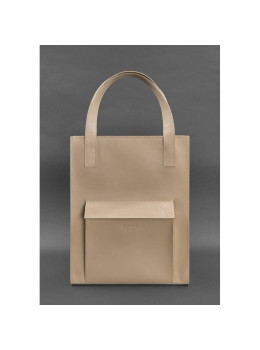 Кожаная женская сумка шоппер светло-бежевая Краст Blancnote BN-BAG-10-1-light-beige