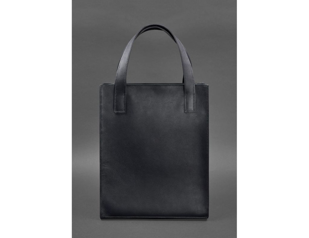 Шкіряна жіноча сумка шоппер Бетсі з кишенею синя Краст BN-BAG-10-1-navy-blue - Фотографія № 3