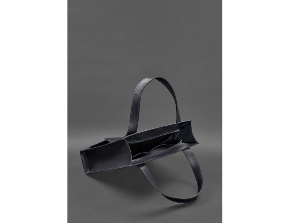 Шкіряна жіноча сумка шоппер Бетсі з кишенею синя Краст BN-BAG-10-1-navy-blue - Фотографія № 5