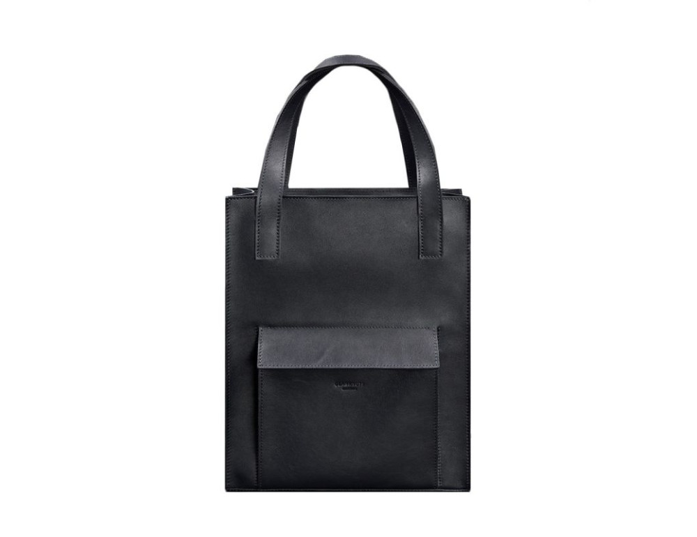Шкіряна жіноча сумка шоппер Бетсі з кишенею синя Краст BN-BAG-10-1-navy-blue - Фотографія № 7