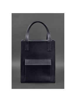 Женская сумка шоппер с карманом синяя Crazy Horse Blancnote BN-BAG-10-1-nn