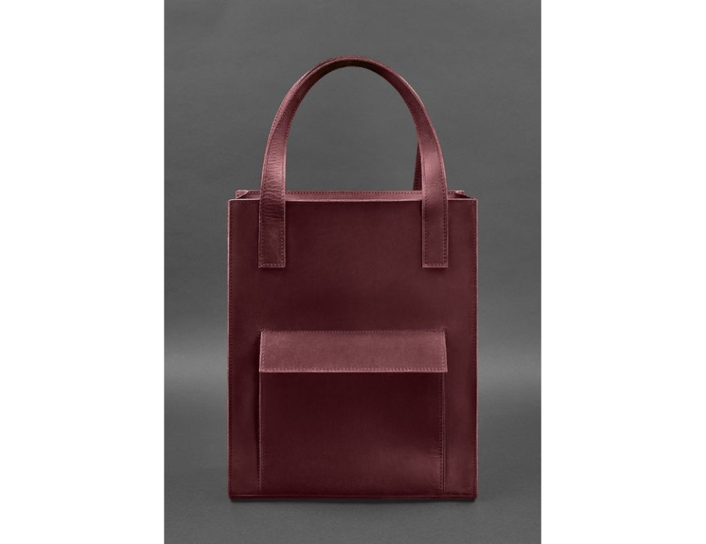 Шкіряна жіноча сумка шоппер Бетсі з кишенею бордова Blancnote BN-BAG-10-1-vin-kr - Фотографія № 2