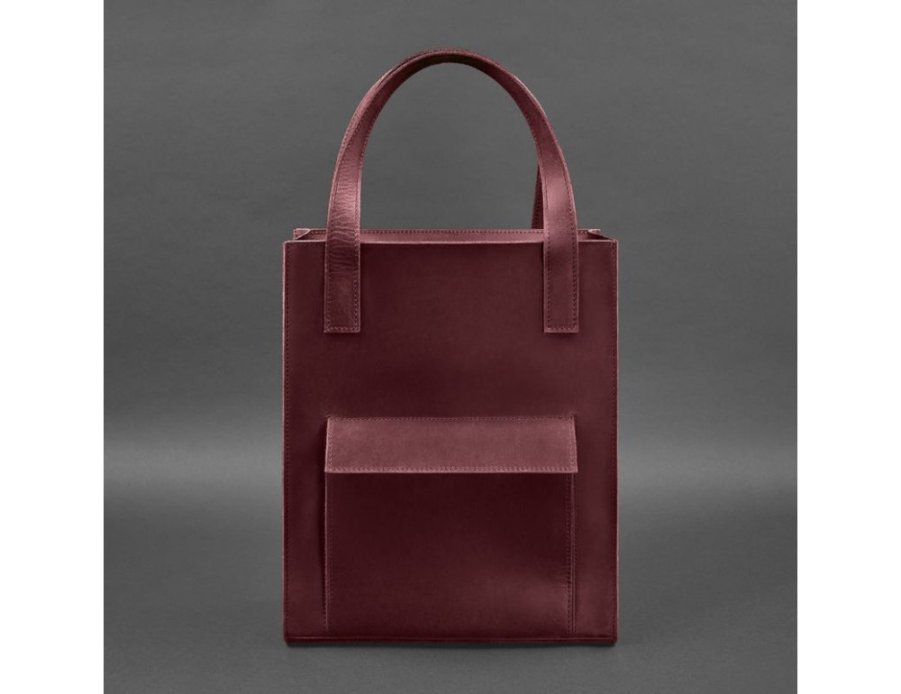 Шкіряна жіноча сумка шоппер Бетсі з кишенею бордова Blancnote BN-BAG-10-1-vin-kr - Фотографія № 9