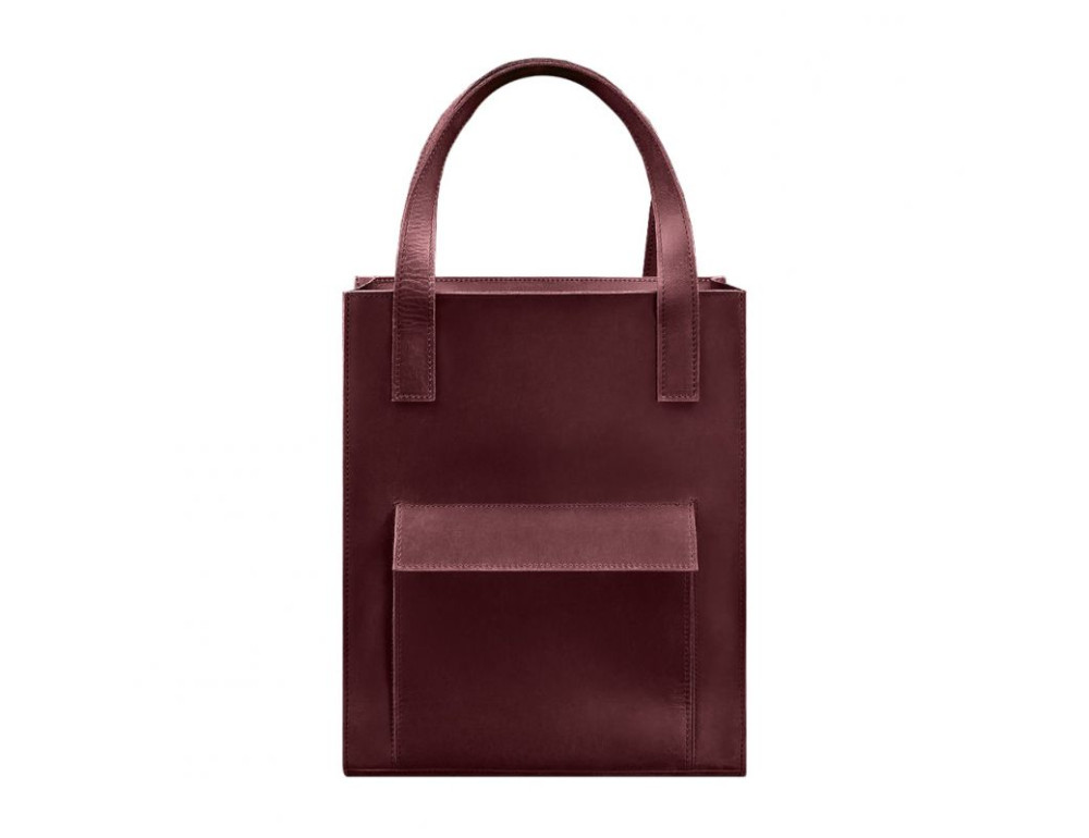 Шкіряна жіноча сумка шоппер Бетсі з кишенею бордова Blancnote BN-BAG-10-1-vin-kr - Фотографія № 10