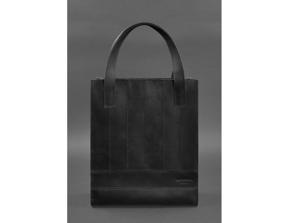 Чорна шкіряна сумка шоппер Blanknote BN-BAG-10-G-KR - Фотографія № 2