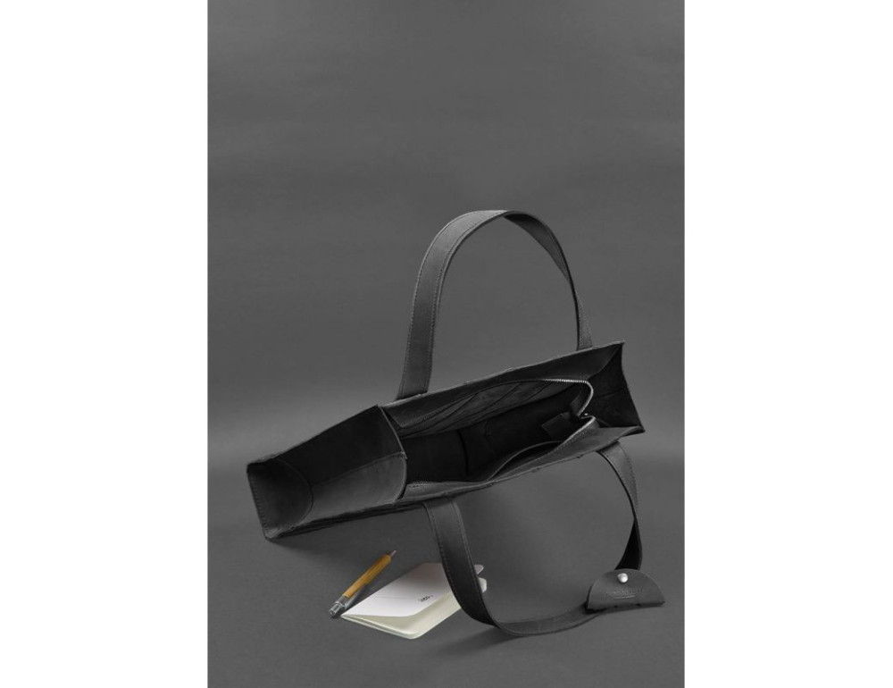 Чорна шкіряна сумка шоппер Blanknote BN-BAG-10-G-KR - Фотографія № 5