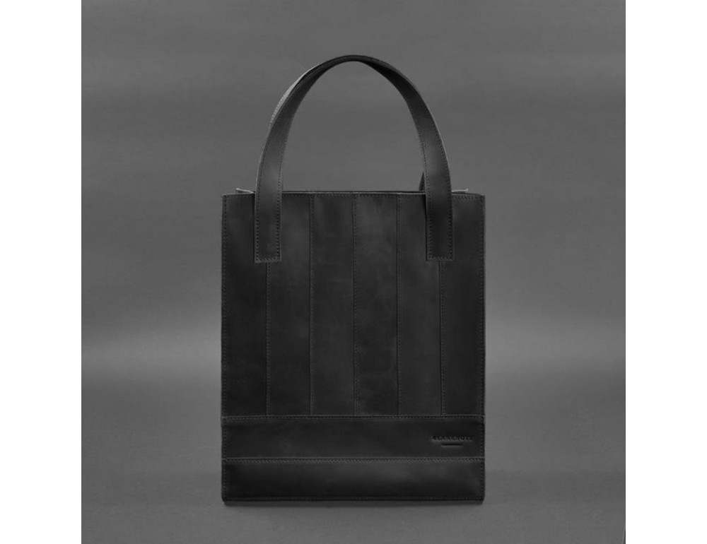 Чорна шкіряна сумка шоппер Blanknote BN-BAG-10-G-KR - Фотографія № 9