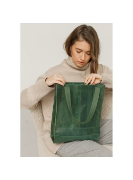 Кожаная женская сумка шоппер Бэтси зеленая Blanknote BN-BAG-10-iz