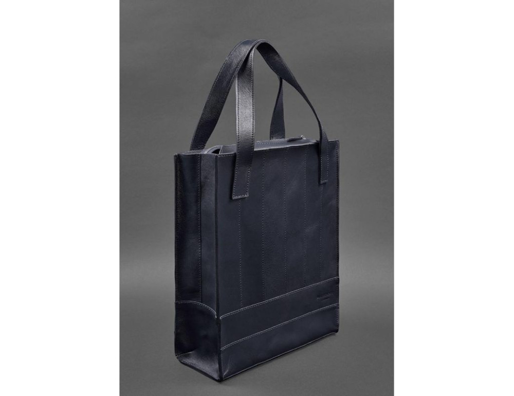 Шкіряна жіноча сумка шоппер Бетсі темно-синій краст BN-BAG-10-navy-blue - Фотографія № 2
