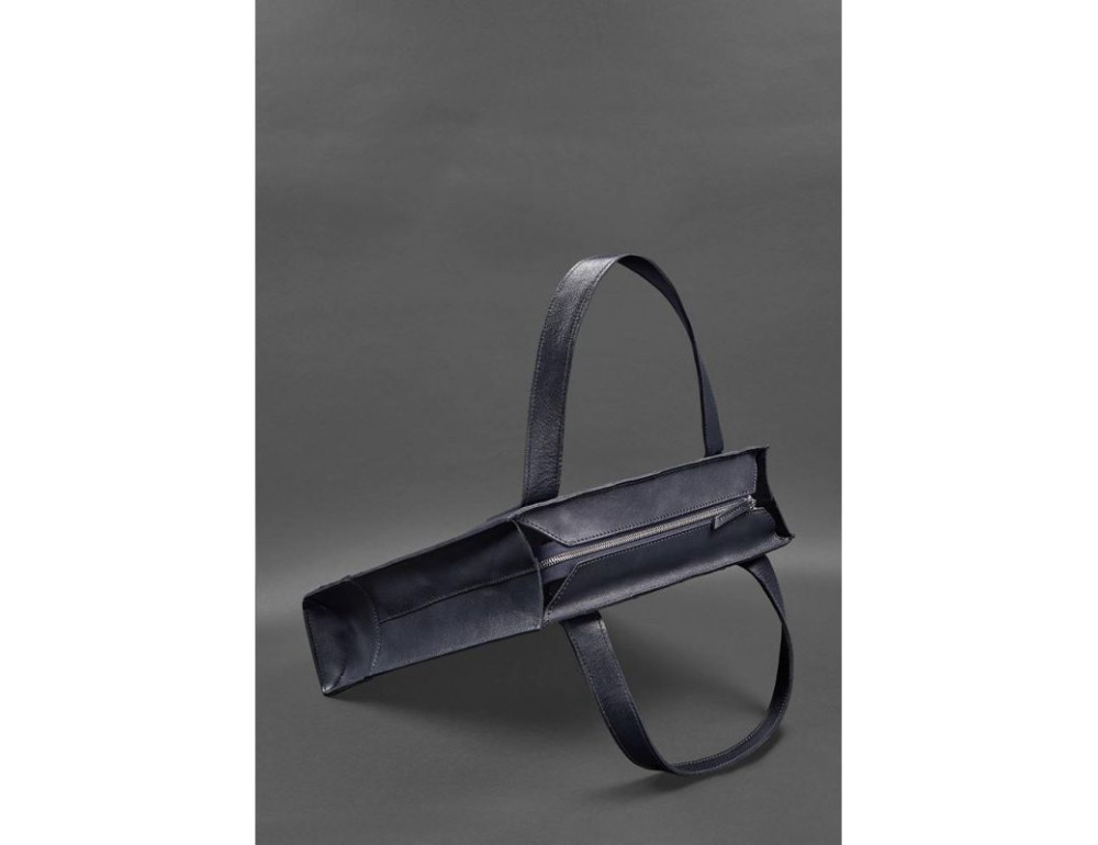 Шкіряна жіноча сумка шоппер Бетсі темно-синій краст BN-BAG-10-navy-blue - Фотографія № 3