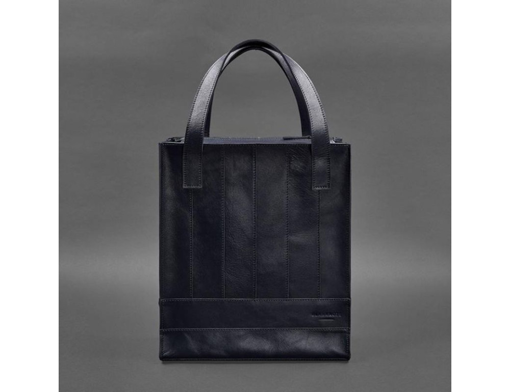 Шкіряна жіноча сумка шоппер Бетсі темно-синій краст BN-BAG-10-navy-blue - Фотографія № 5
