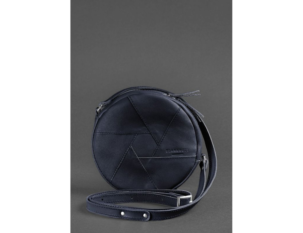 Шкіряна жіноча сумка Бон-Бон темно-синя BN-BAG-11-navy-blue - Фотографія № 2